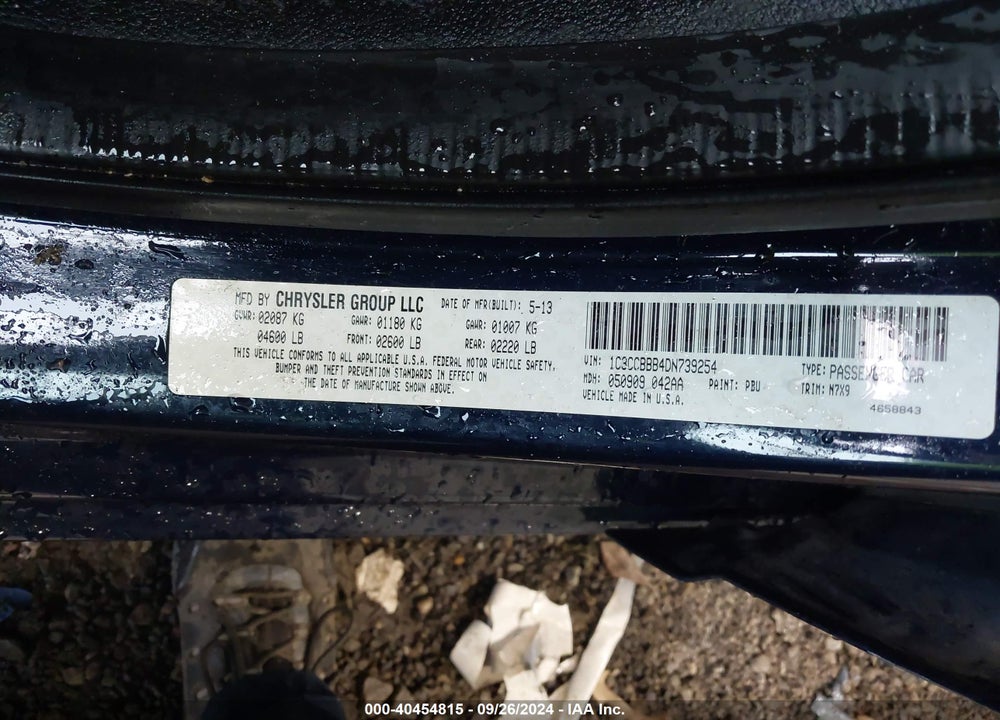 2013 CHRYSLER 200 TOURING VIN: 1C3CCBBB4DN739254