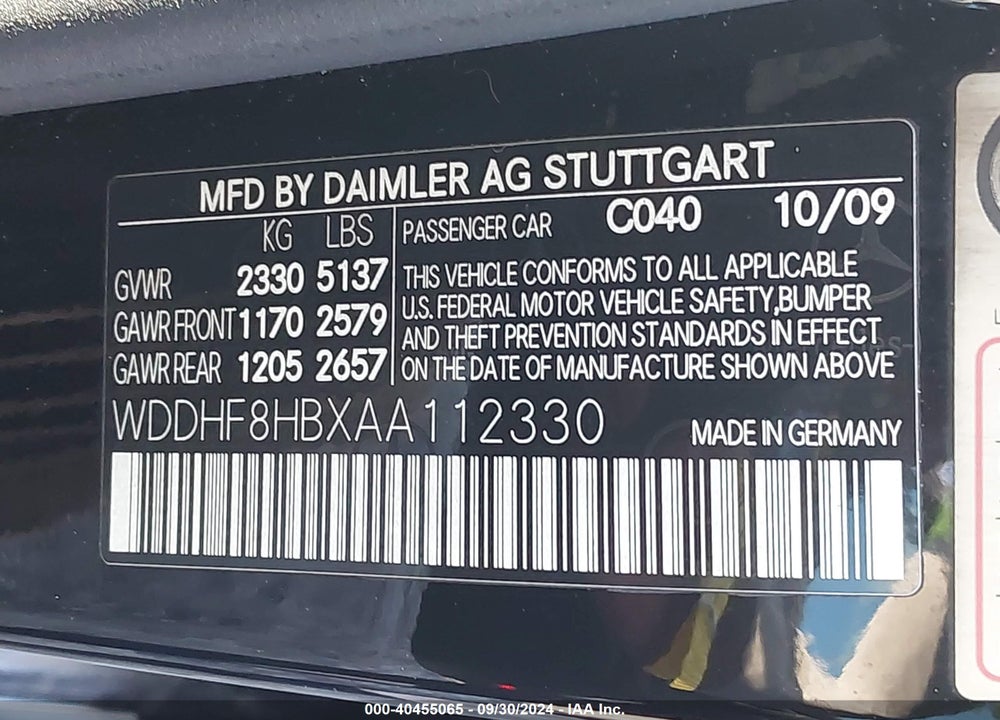 2010 MERCEDES-BENZ E 350 4MATIC VIN: WDDHF8HBXAA112330
