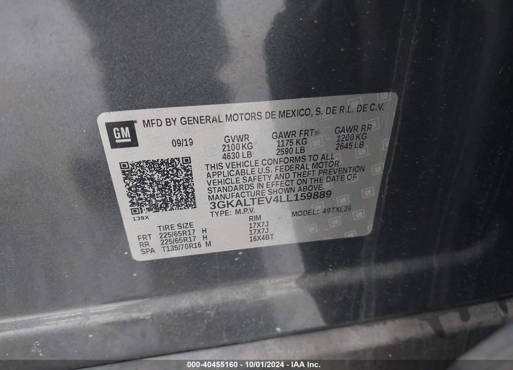 2020 GMC TERRAIN AWD SLE VIN: 3GKALTEV4LL159889