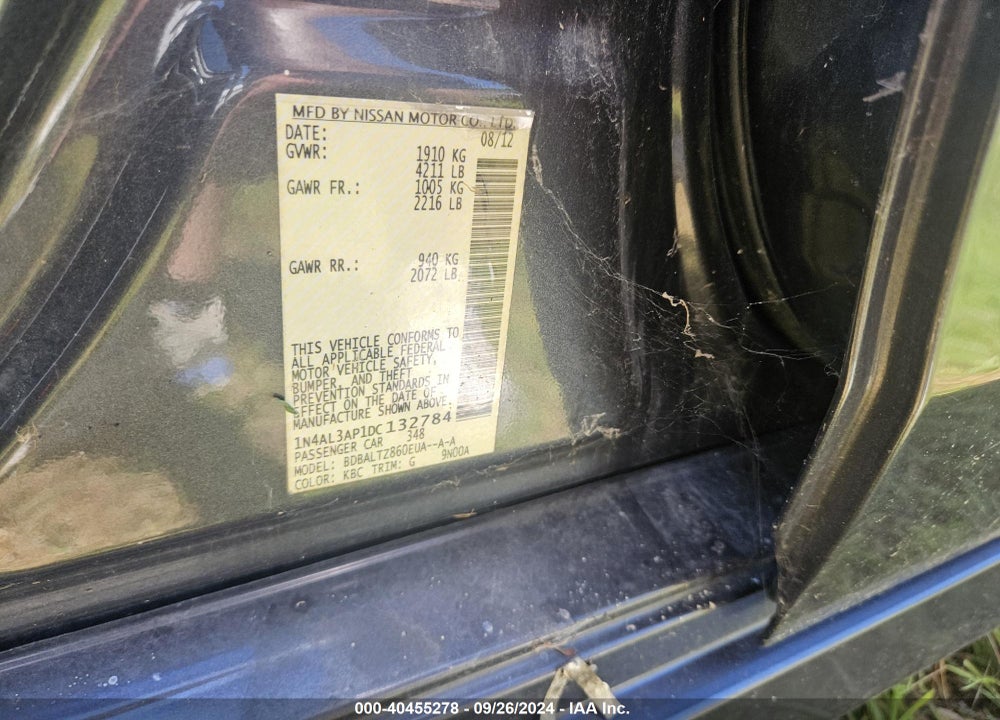 2013 NISSAN ALTIMA VIN: 1N4AL3AP1DC132784