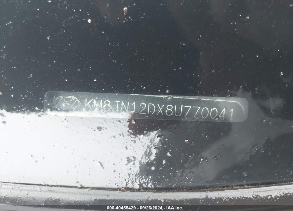 2008 HYUNDAI TUCSON LIMITED V6/SE VIN: KM8JN12DX8U770041