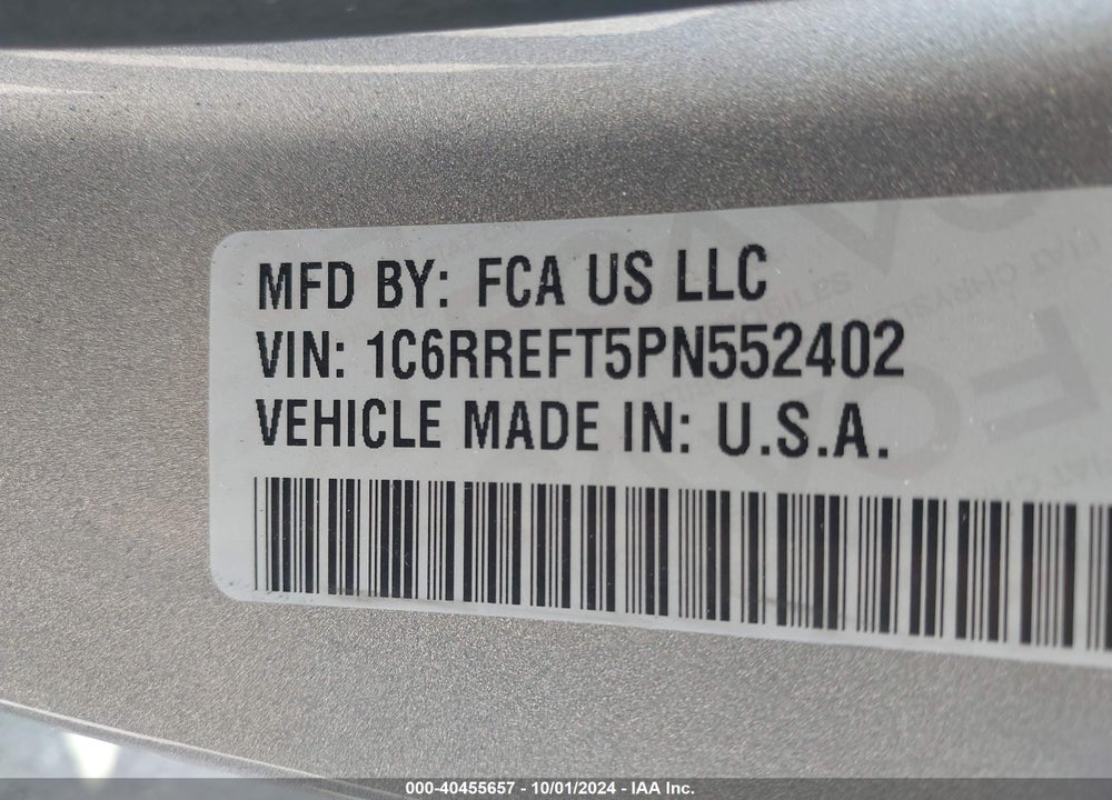 2023 RAM 1500 BIG HORN 4X2 5'7 BOX VIN: 1C6RREFT5PN552402