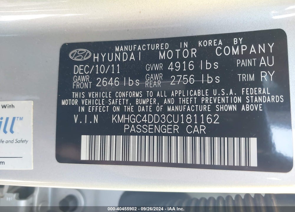 2012 HYUNDAI GENESIS 3.8 VIN: KMHGC4DD3CU181162