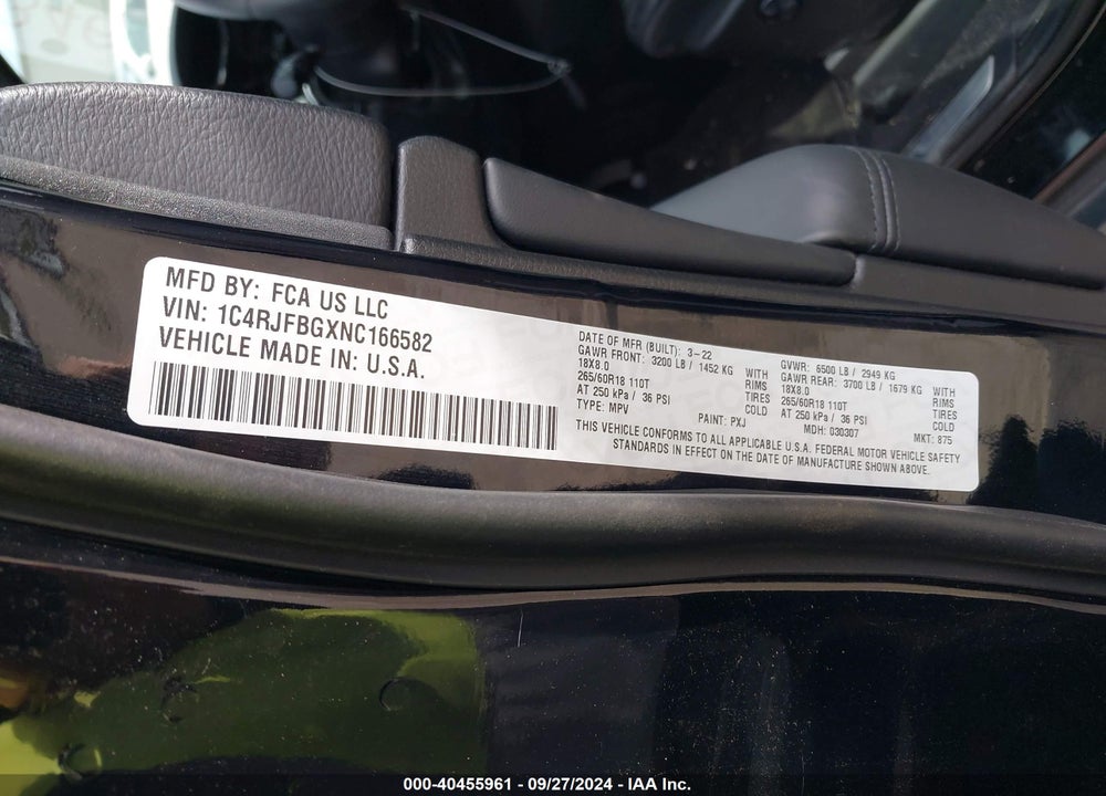 2022 JEEP GRAND CHEROKEE WK LIMITED 4X4 VIN: 1C4RJFBGXNC166582