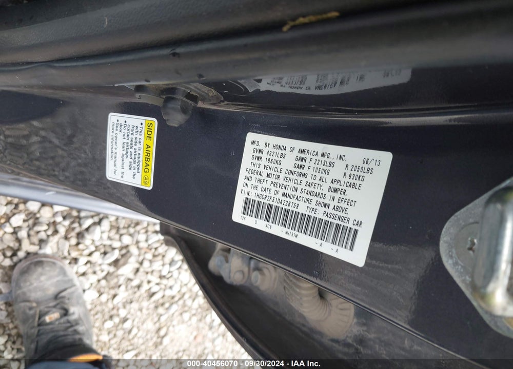 2013 HONDA ACCORD SPORT VIN: 1HGCR2F51DA226759