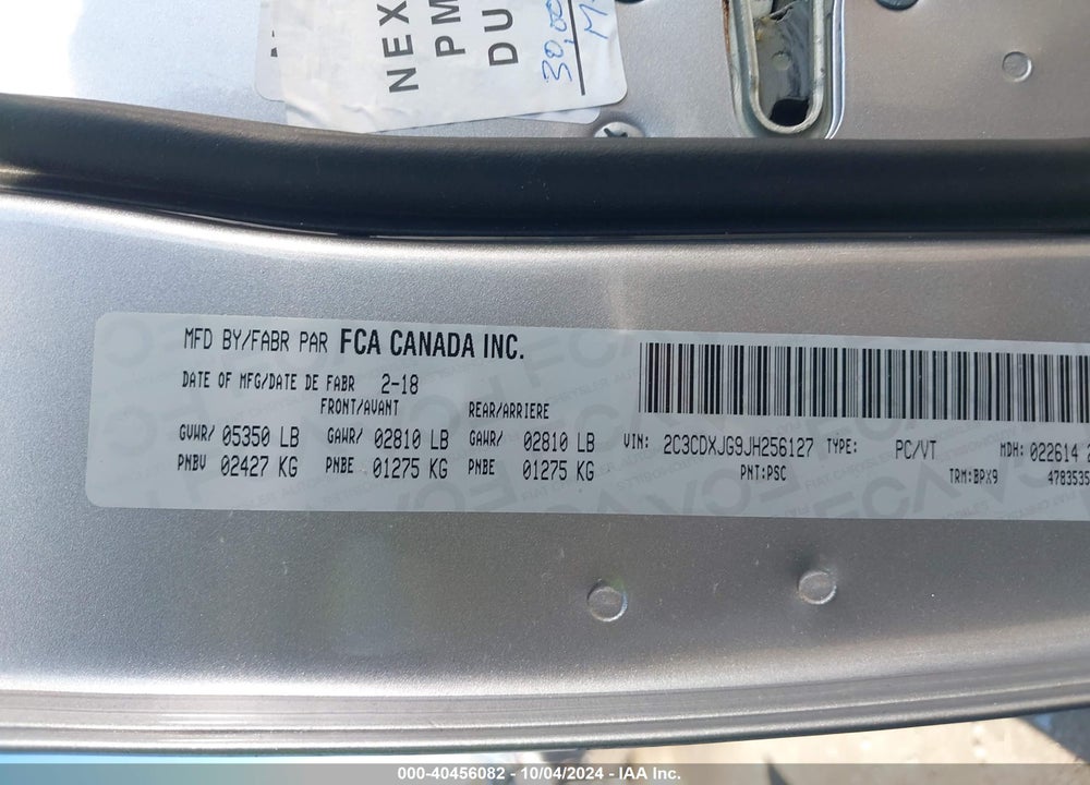 2018 DODGE CHARGER GT VIN: 2C3CDXJG9JH256127