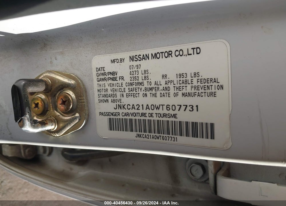 1998 INFINITI I30 STANDARD/TOURING VIN: JNKCA21A0WT607731