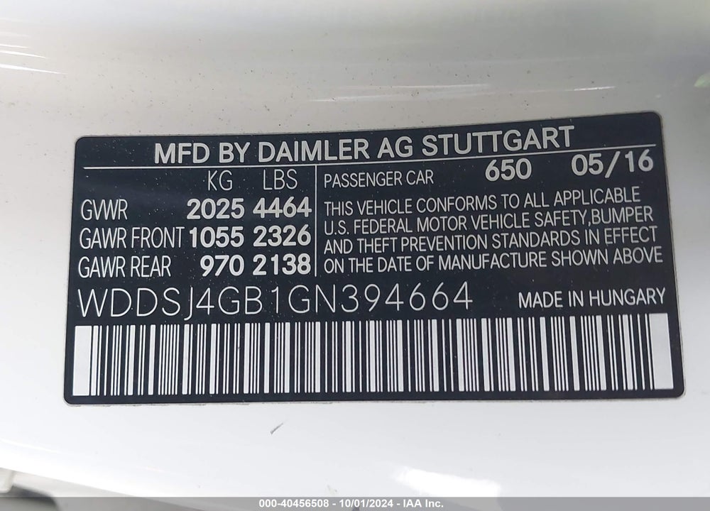 2016 MERCEDES-BENZ CLA 250 4MATIC VIN: WDDSJ4GB1GN394664