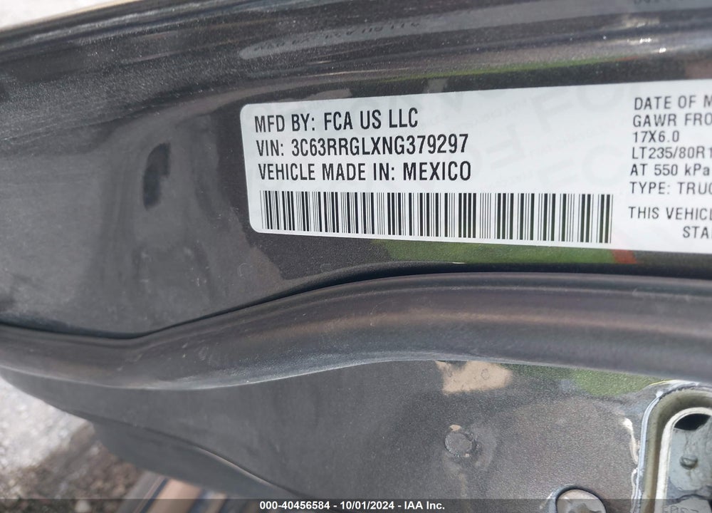 2022 RAM 3500 TRADESMAN  4X4 8' BOX VIN: 3C63RRGLXNG379297