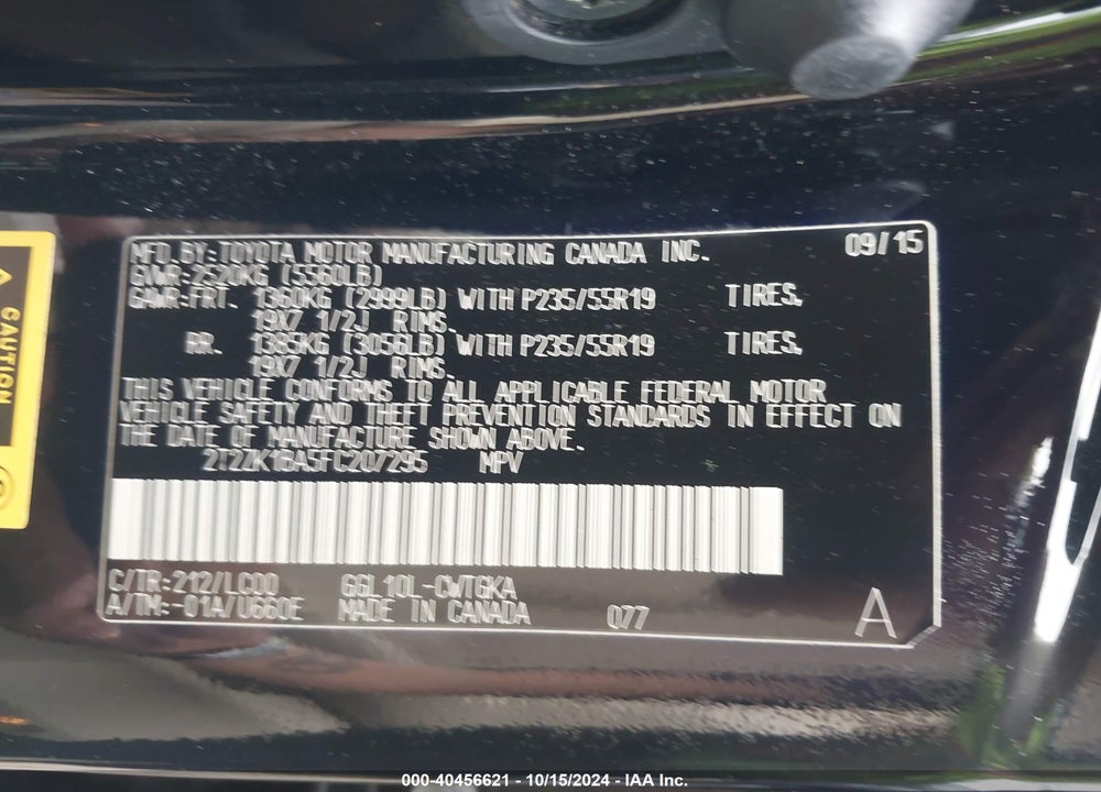 2015 LEXUS RX 350 VIN: 2T2ZK1BA5FC207295
