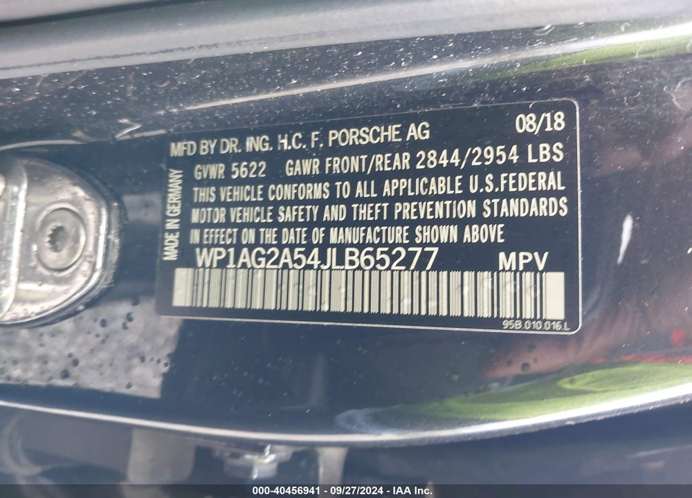 2018 PORSCHE MACAN GTS VIN: WP1AG2A54JLB65277