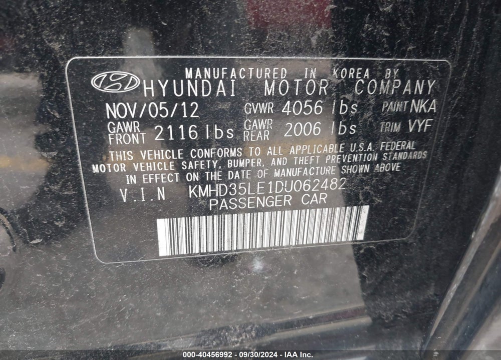 2013 HYUNDAI ELANTRA GT VIN: KMHD35LE1DU062482