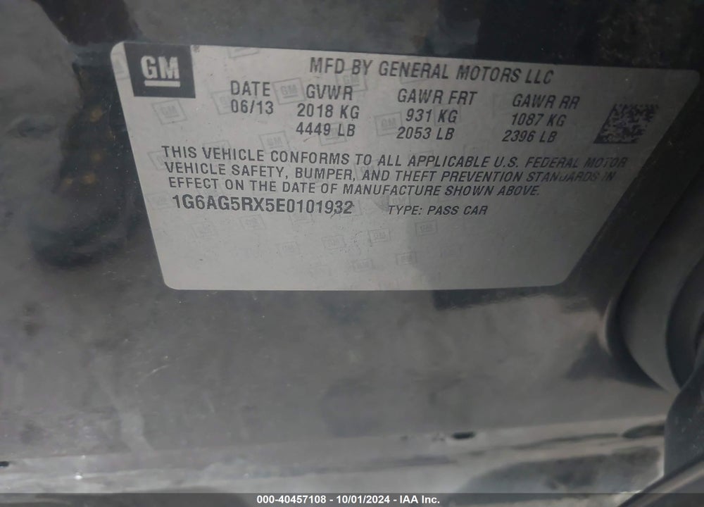2014 CADILLAC ATS STANDARD VIN: 1G6AG5RX5E0101932