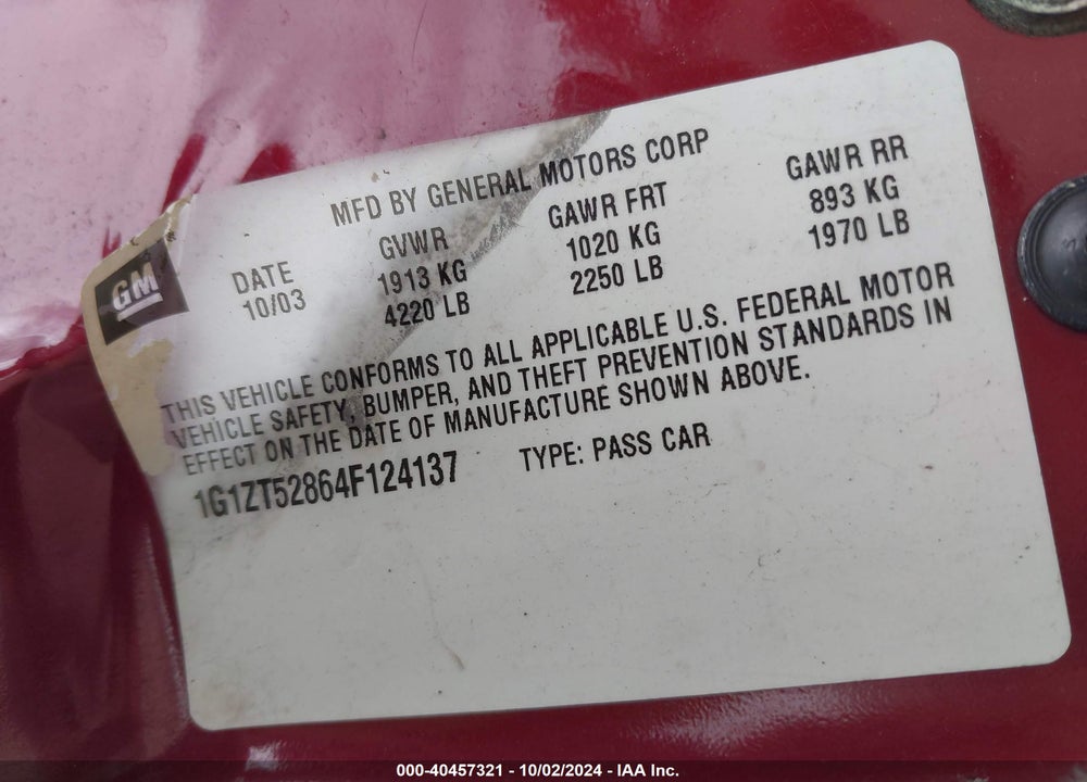 2004 CHEVROLET MALIBU LS VIN: 1G1ZT52864F124137