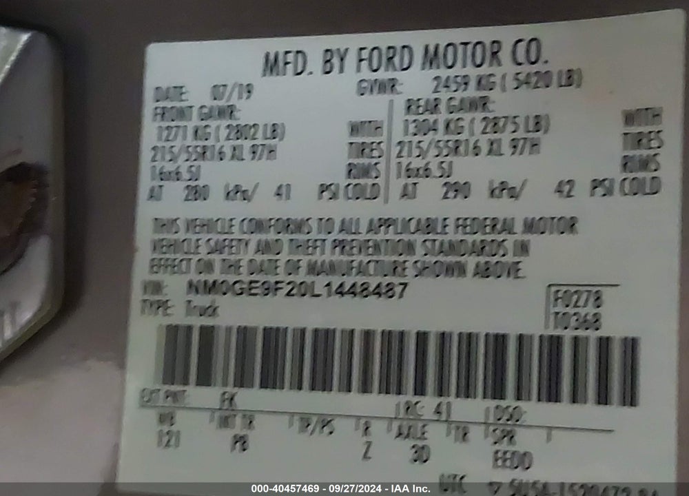 2020 FORD TRANSIT CONNECT XLT PASSENGER VIN: NM0GE9F20L1448487