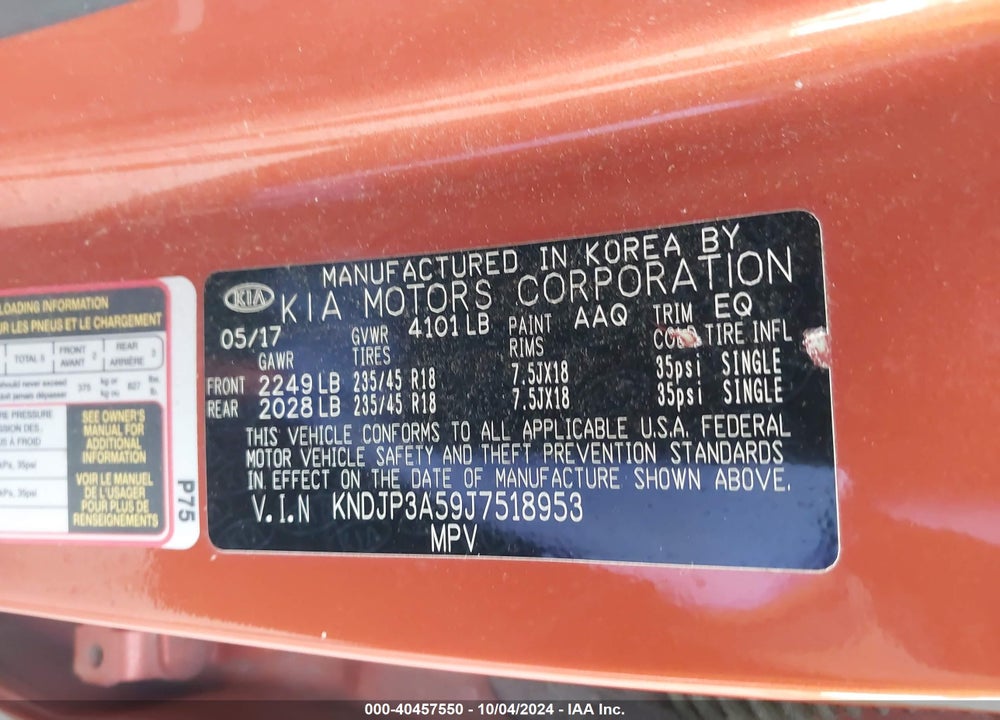 2018 KIA SOUL VIN: KNDJP3A59J7518953