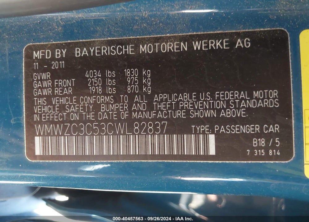 2012 MINI COOPER COUNTRYMAN S VIN: WMWZC3C53CWL82837