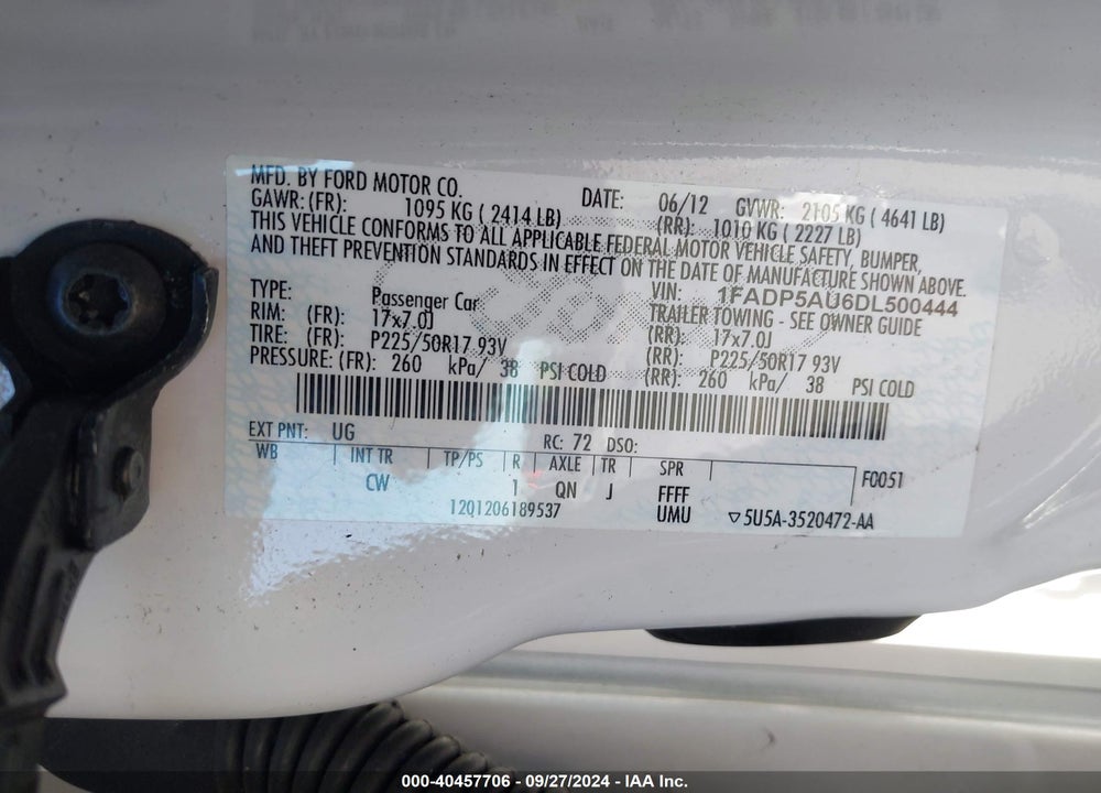 2013 FORD C-MAX HYBRID SE VIN: 1FADP5AU6DL500444