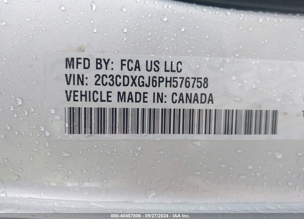 2023 DODGE CHARGER SCAT PACK VIN: 2C3CDXGJ6PH576758