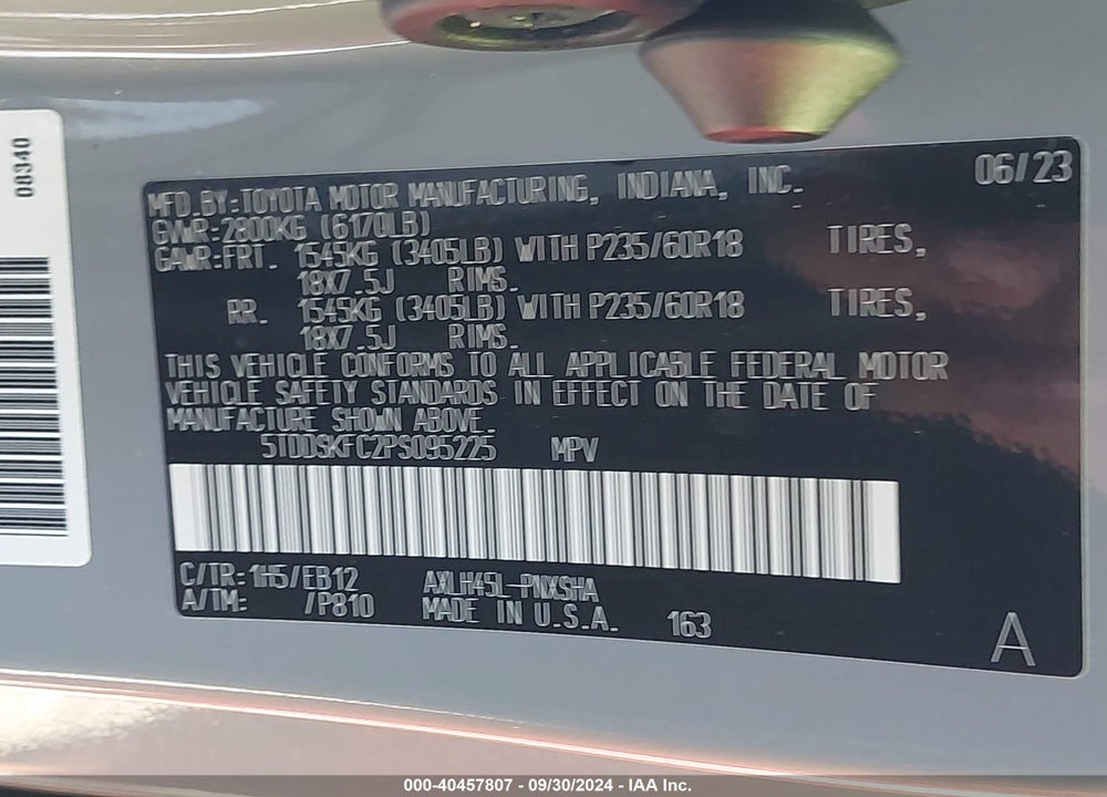 2023 TOYOTA SIENNA XSE VIN: 5TDDSKFC2PS095225