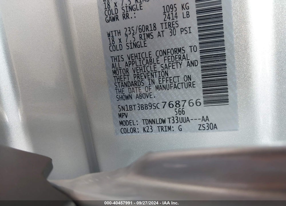 2025 NISSAN ROGUE ROCK CREEK/SV VIN: 5N1BT3BB9SC768766