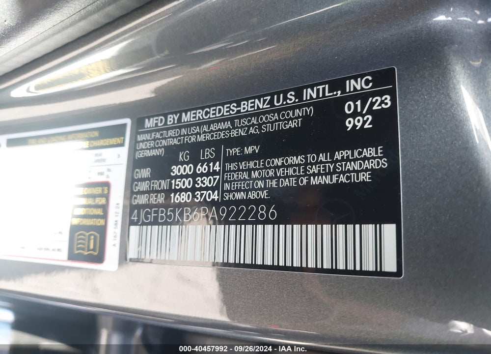2023 MERCEDES-BENZ GLE 450 4MATIC VIN: 4JGFB5KB6PA922286