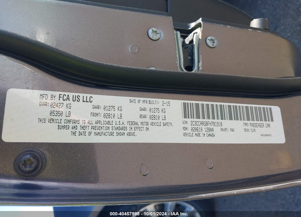 2015 CHRYSLER 300 LIMITED VIN: 2C3CCARG8FH781918