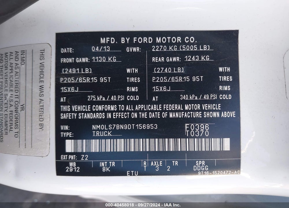 2013 FORD TRANSIT CONNECT XLT VIN: NM0LS7BN9DT156953