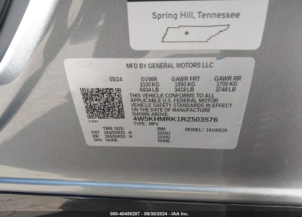 2024 ACURA ZDX A-SPEC VIN: 4W5KHMRK1RZ503576