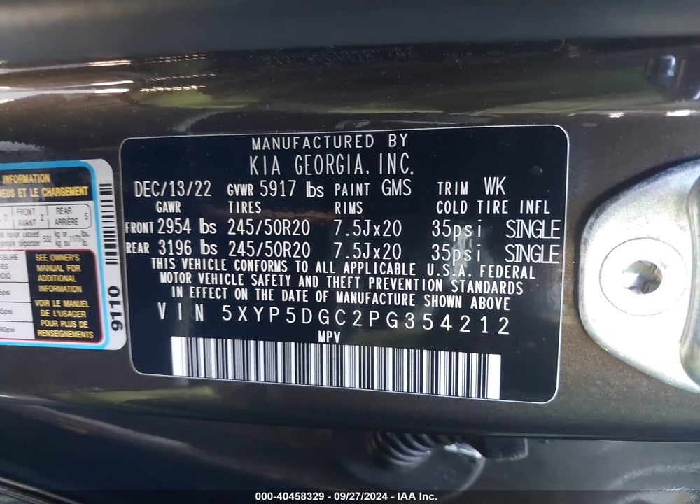 2023 KIA TELLURIDE SX X-LINE VIN: 5XYP5DGC2PG354212