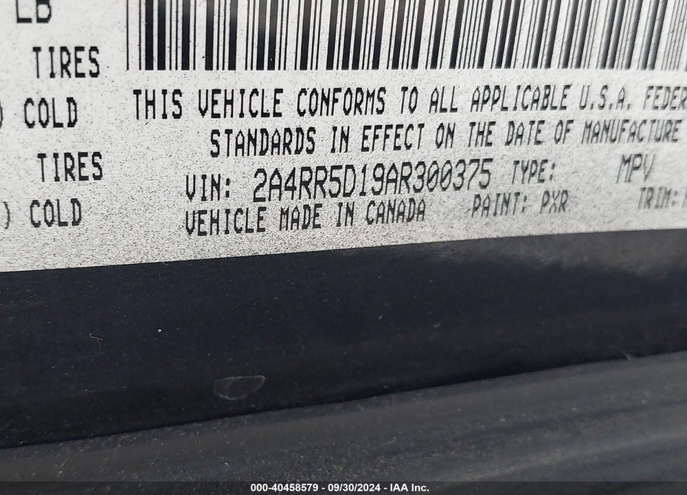 2010 CHRYSLER TOWN & COUNTRY TOURING VIN: 2A4RR5D19AR300375
