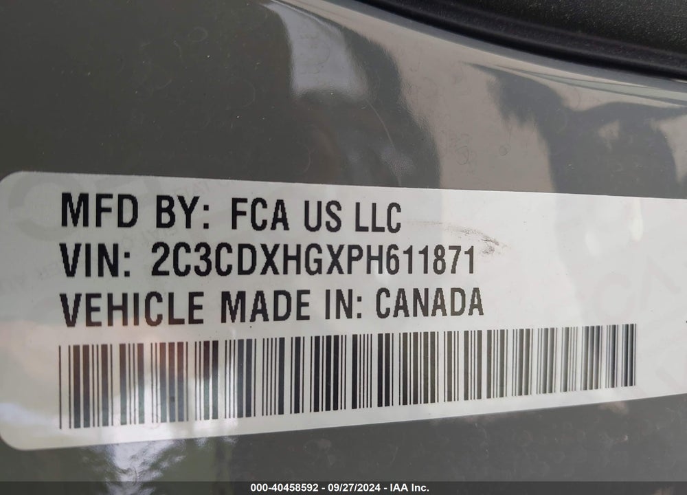 2023 DODGE CHARGER GT VIN: 2C3CDXHGXPH611871