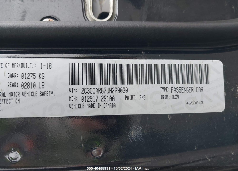 2018 CHRYSLER 300 TOURING L AWD VIN: 2C3CCARG7JH229030
