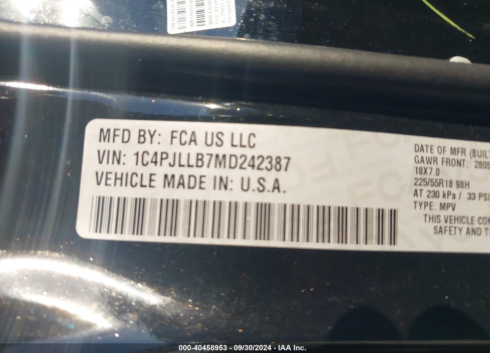 2021 JEEP CHEROKEE ALTITUDE FWD VIN: 1C4PJLLB7MD242387