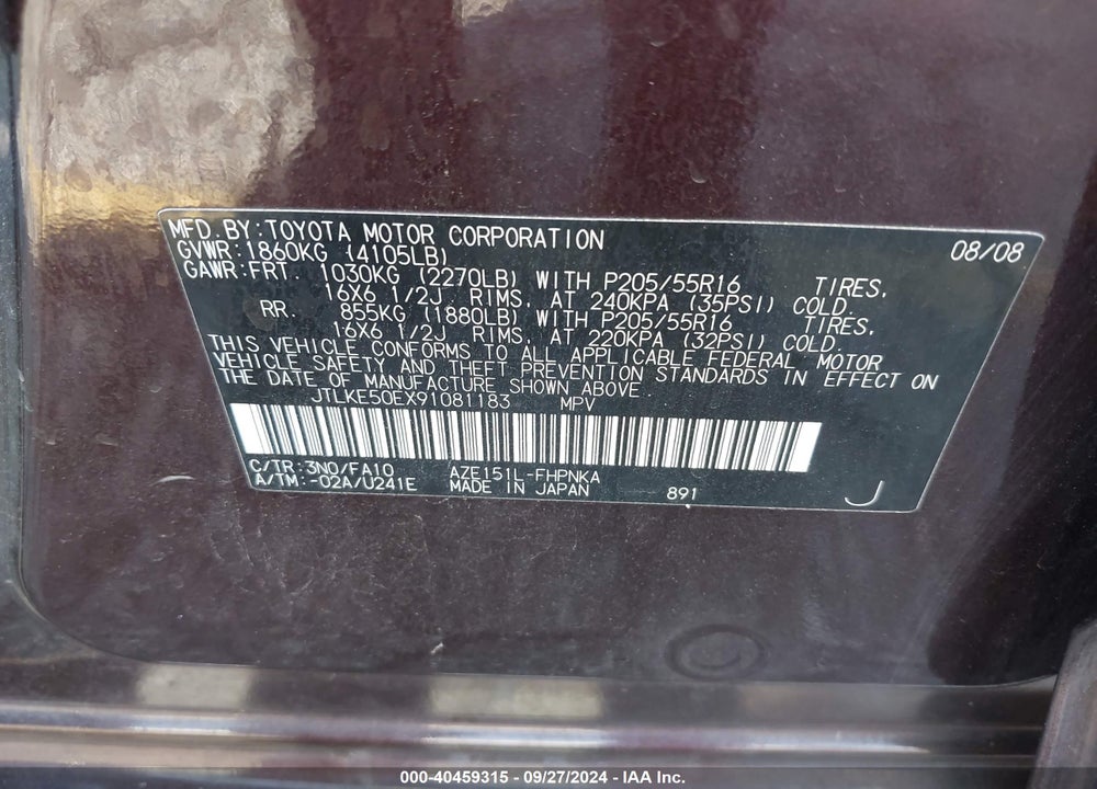 2009 SCION XB VIN: JTLKE50EX91081183