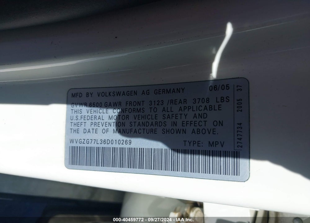 2006 VOLKSWAGEN TOUAREG V6 VIN: WVGZG77L36D010269