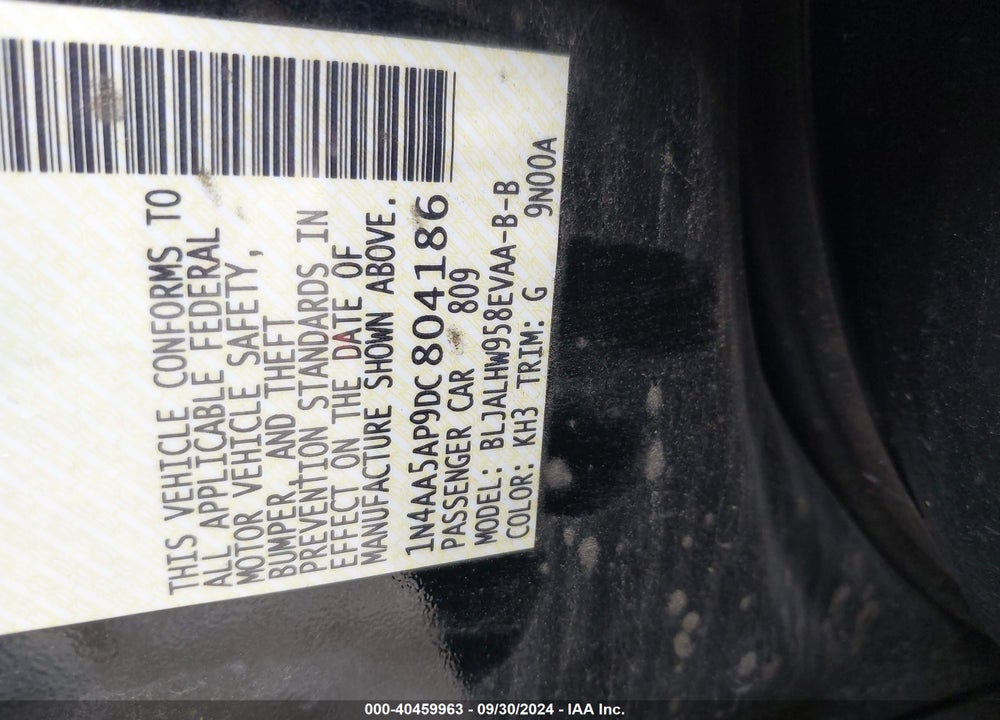 2013 NISSAN MAXIMA 3.5 SV VIN: 1N4AA5AP9DC804186