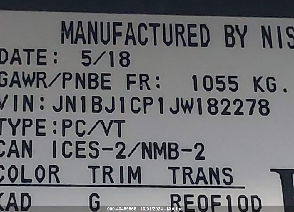 2018 NISSAN ROGUE SPORT VIN: JN1BJ1CP1JW182278