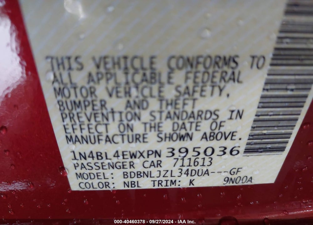 2023 NISSAN ALTIMA VIN: 1N4BL4EWXPN395036