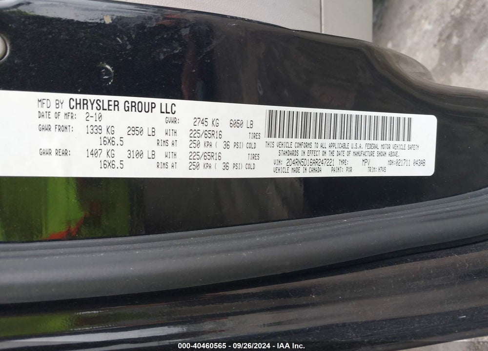 2010 DODGE GRAND CARAVAN SXT VIN: 2D4RN5D16AR247221