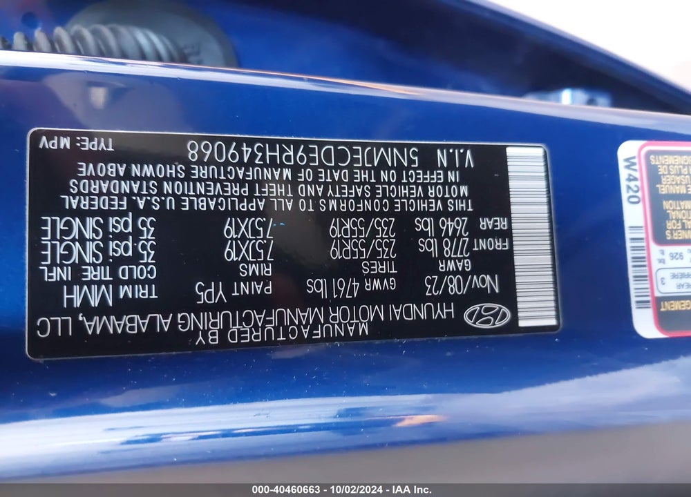 2024 HYUNDAI TUCSON LIMITED VIN: 5NMJECDE9RH349068
