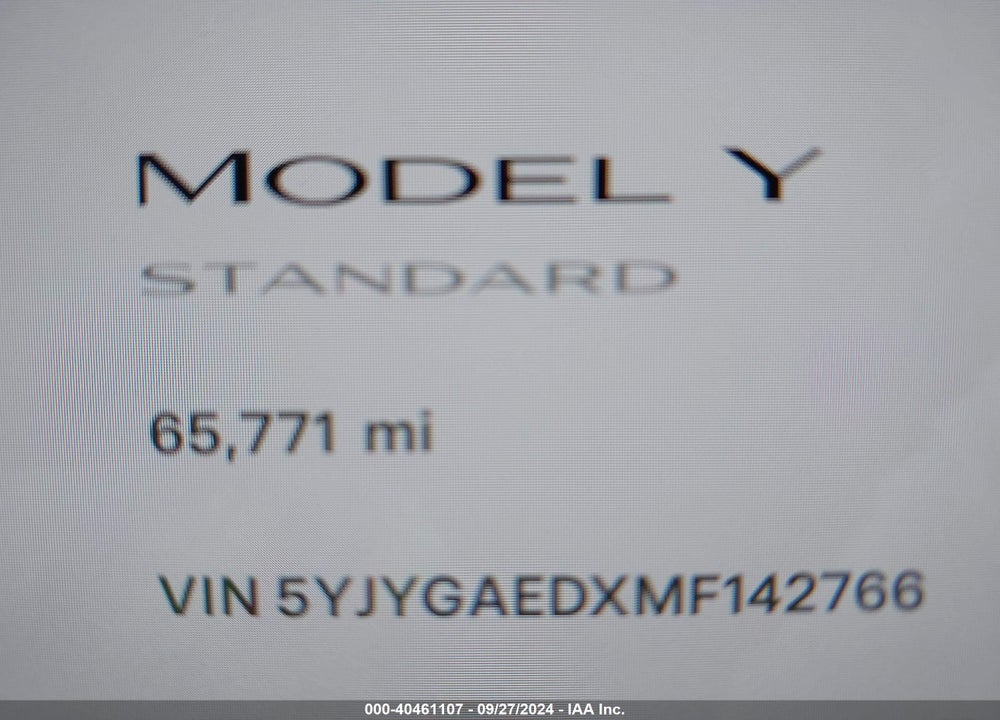 2021 TESLA MODEL Y PERFORMANCE DUAL MOTOR ALL-WHEEL DRIVE/STANDARD RANGE REAR-WHEEL DRIVE VIN: 5YJYGAEDXMF142766