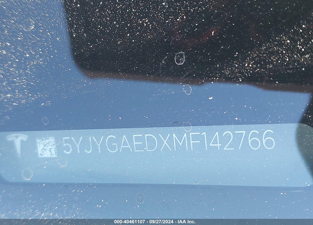 2021 TESLA MODEL Y PERFORMANCE DUAL MOTOR ALL-WHEEL DRIVE/STANDARD RANGE REAR-WHEEL DRIVE VIN: 5YJYGAEDXMF142766