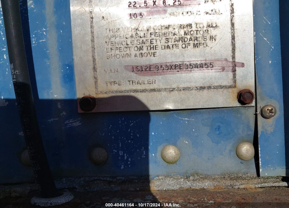1993 STRICK TRAILERS TRAILER VIN: 1S12E953XPE354455