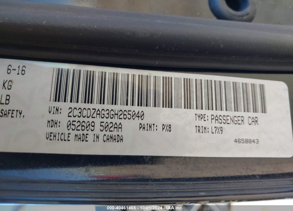 2016 DODGE CHALLENGER SXT VIN: 2C3CDZAG3GH265040