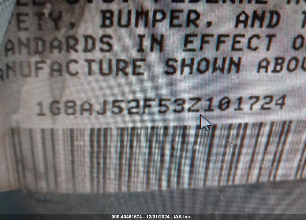 2003 SATURN ION 2 VIN: 1G8AJ52F53Z101724