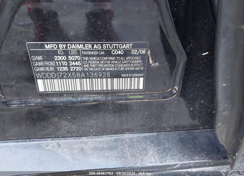 2008 MERCEDES-BENZ CLS 550 VIN: WDDDJ72X58A136928