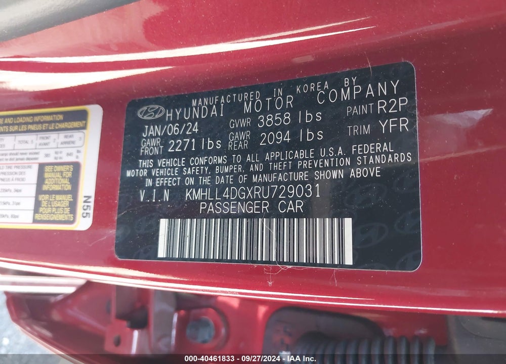 2024 HYUNDAI ELANTRA SE VIN: KMHLL4DGXRU729031