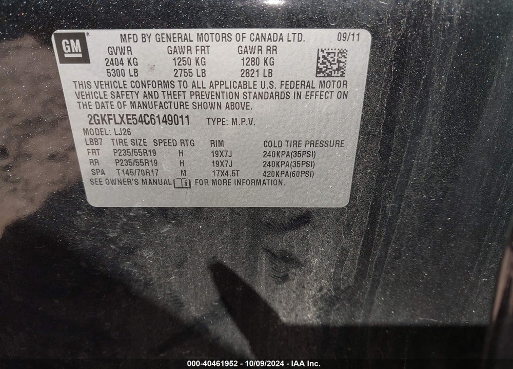 2012 GMC TERRAIN SLT-2 VIN: 2GKFLXE54C6149011