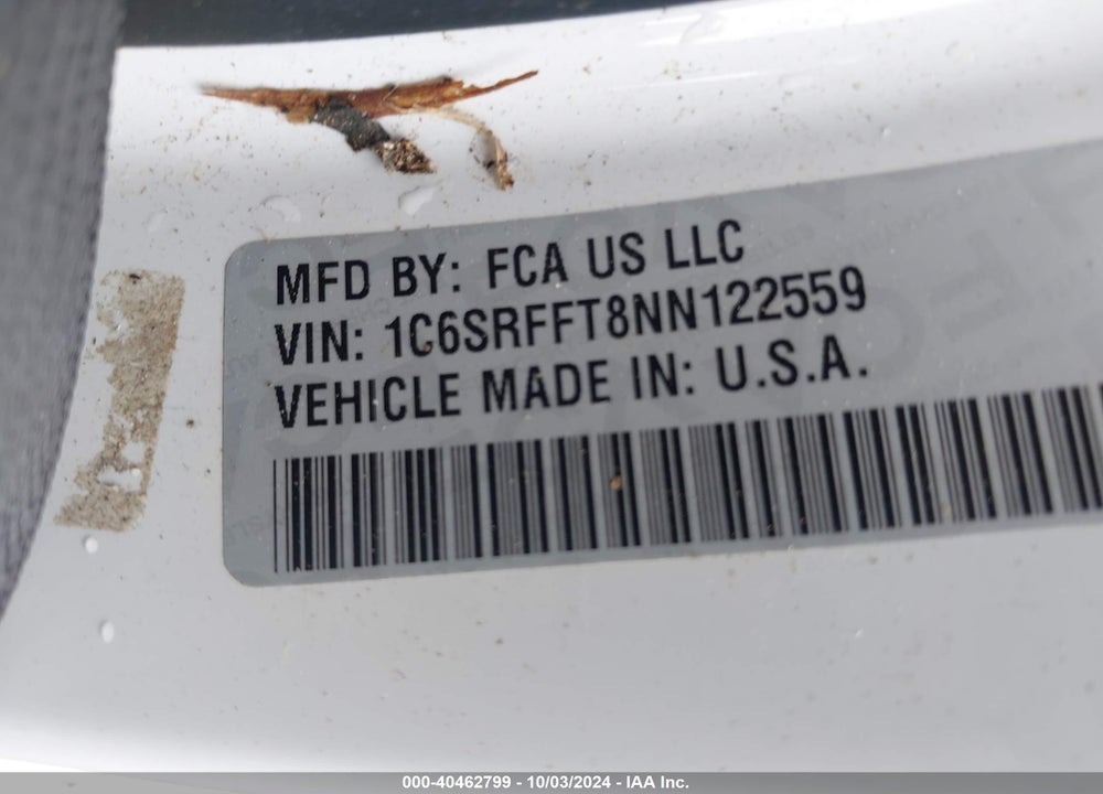 2022 RAM 1500 VIN: 1C6SRFFT8NN122559